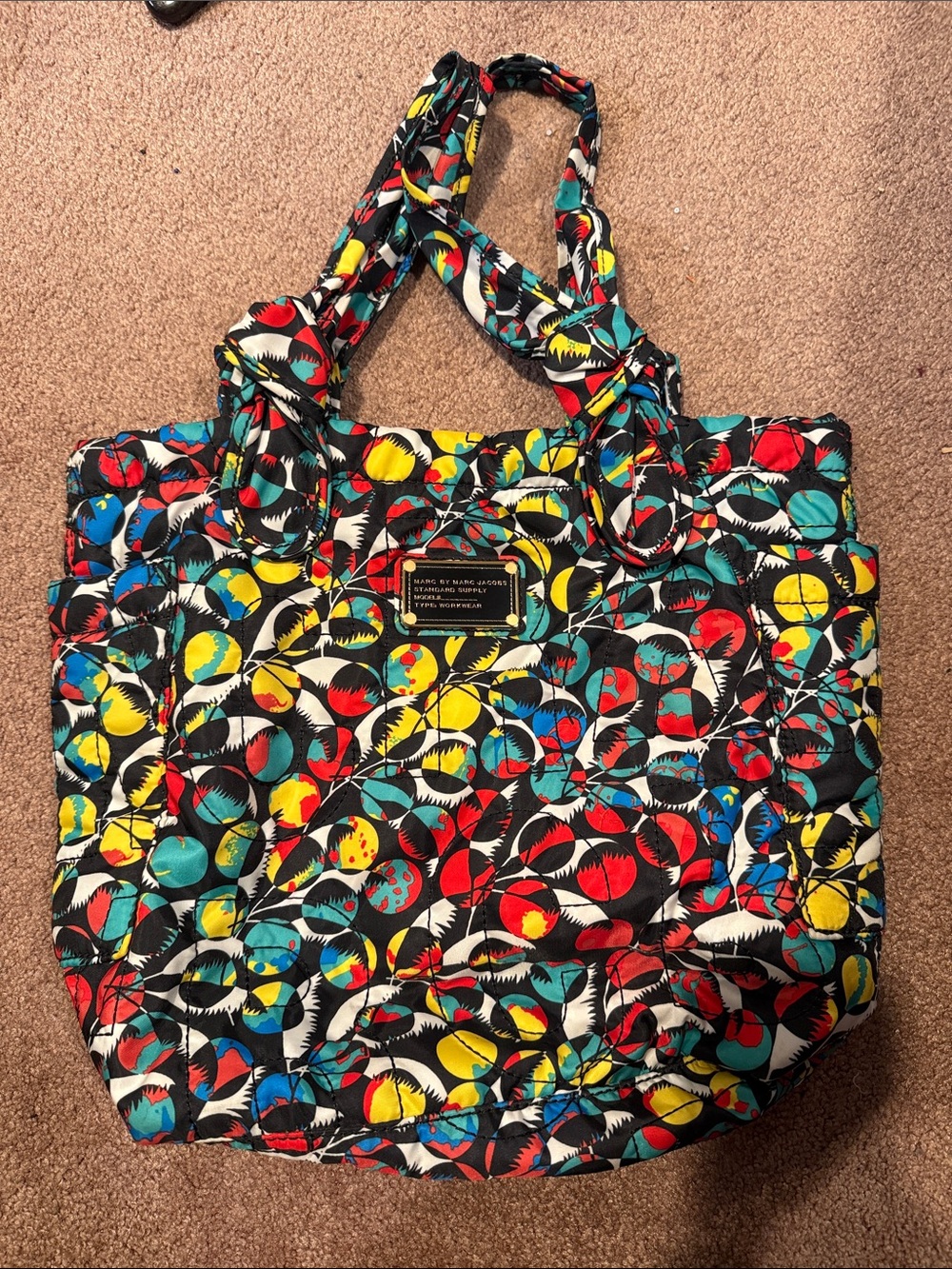 Marc by Marc Jacob’s Quilted Multicolor Canvas Tote Bag